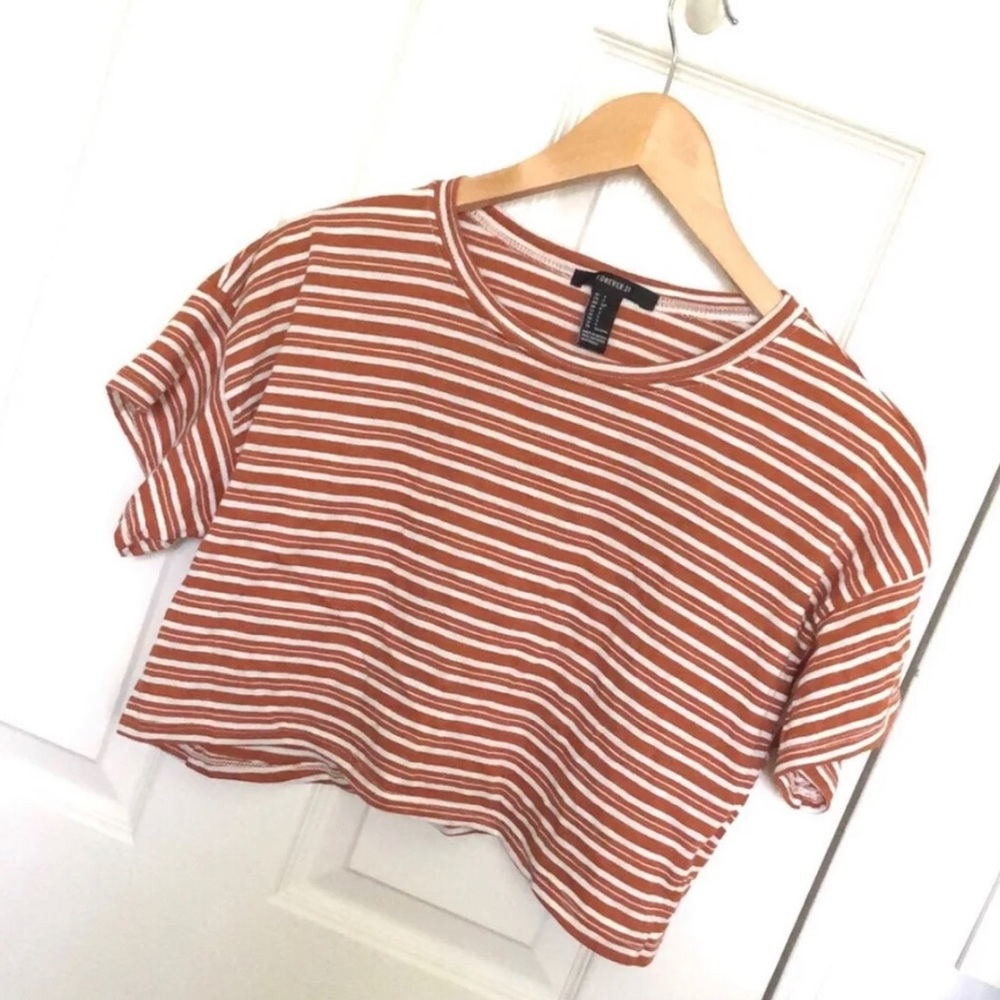 brownish orange and white striped shirt - Picture 1 of 3